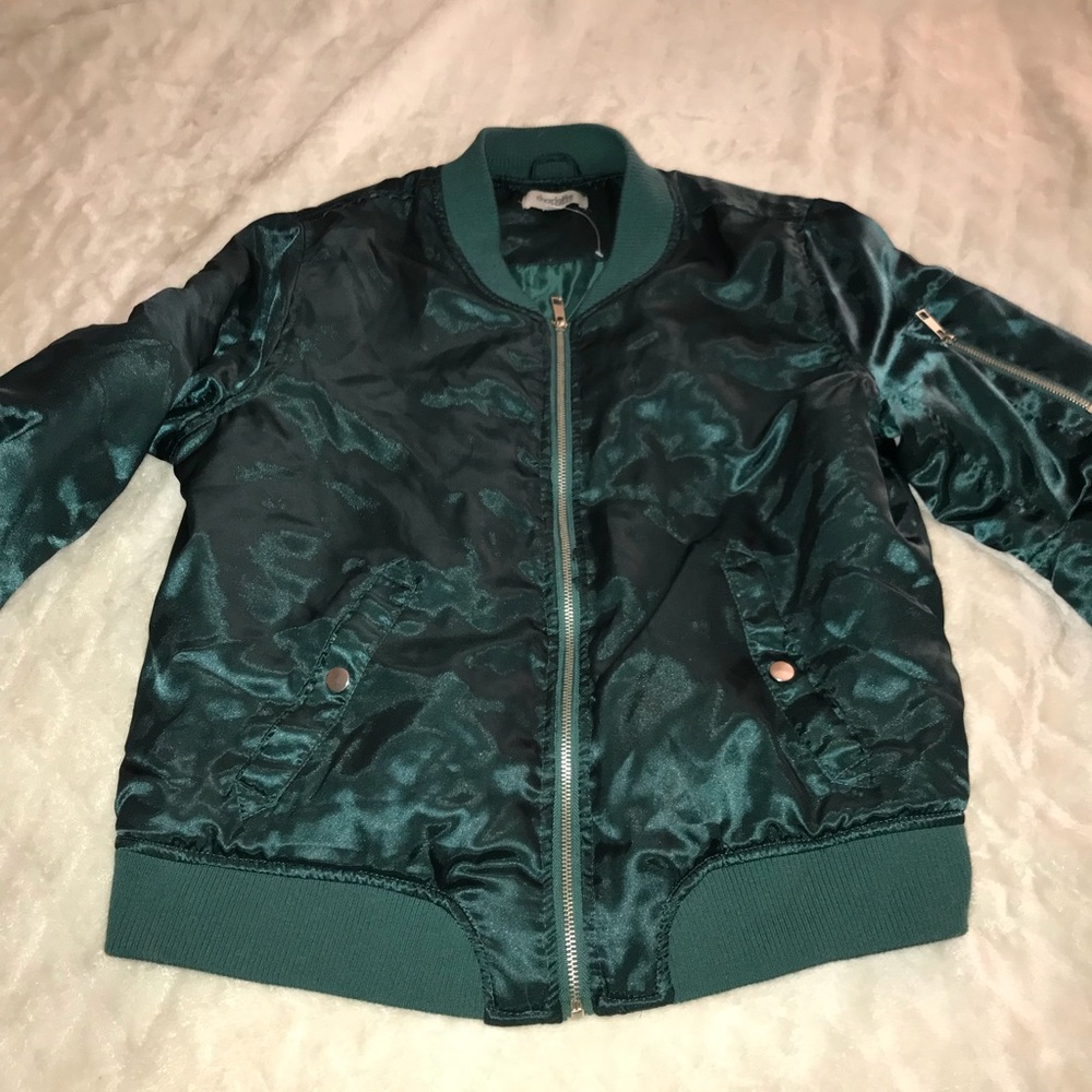 Emerald satin bomber